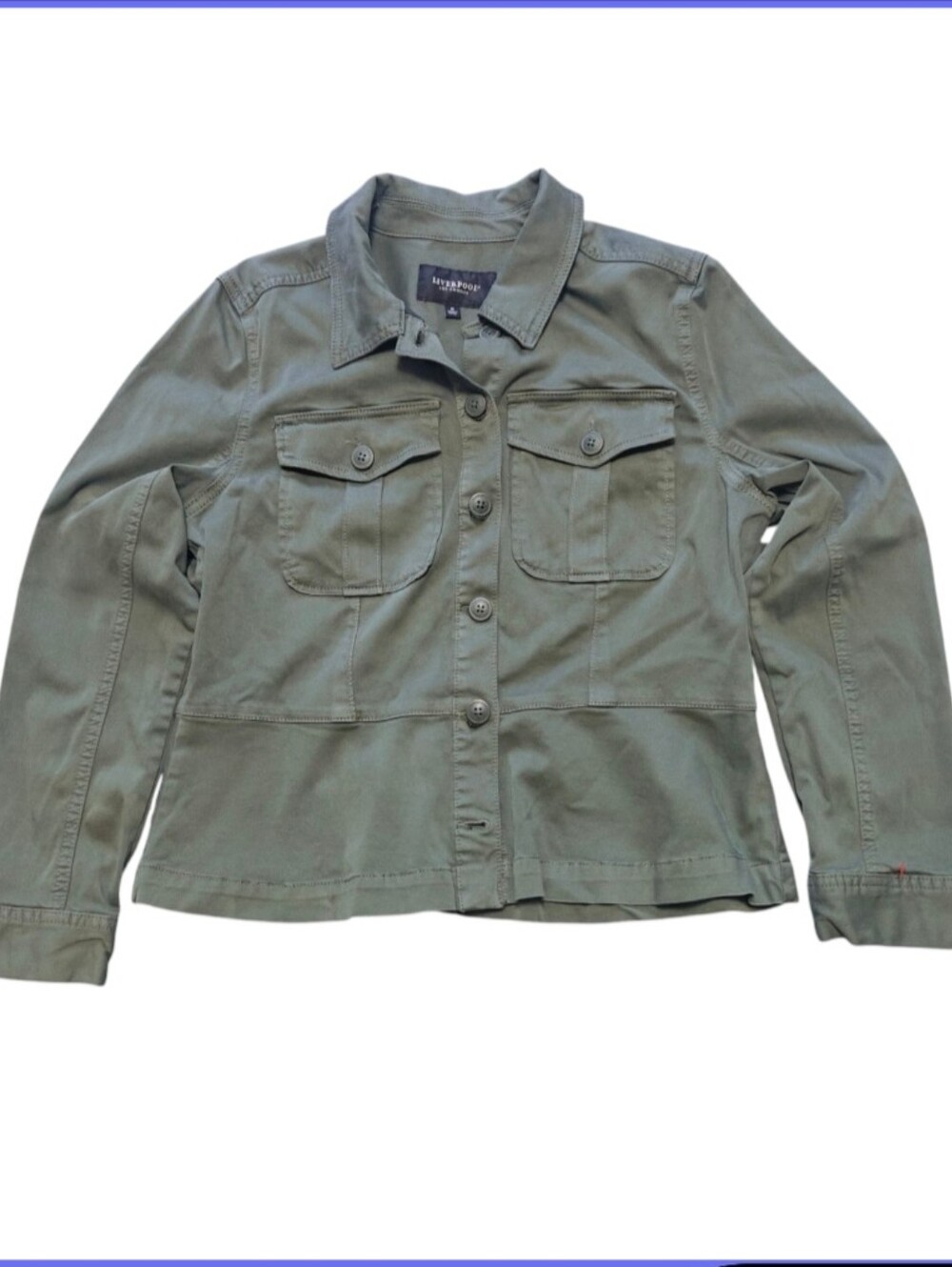 Liverpool Women's Peplum Twill Trucker Jacket Size M